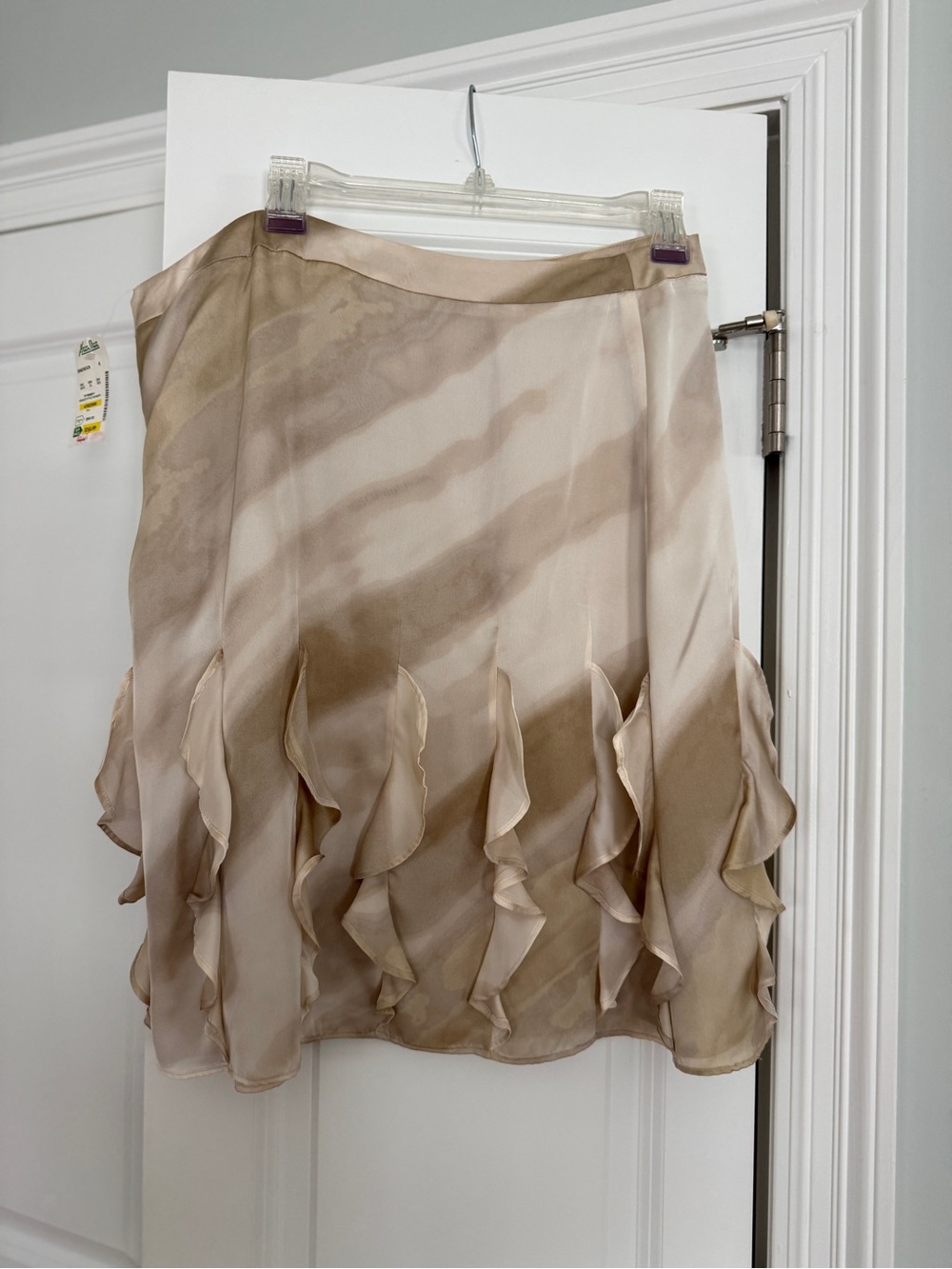 Anne Klein Beige & Taupe Ruffle A-Line Skirt